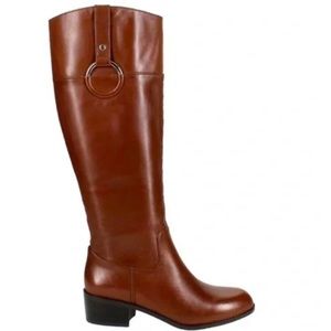 Alfani Briaahl Ring leather riding boots Cognac brown tall comfort insole 9 M